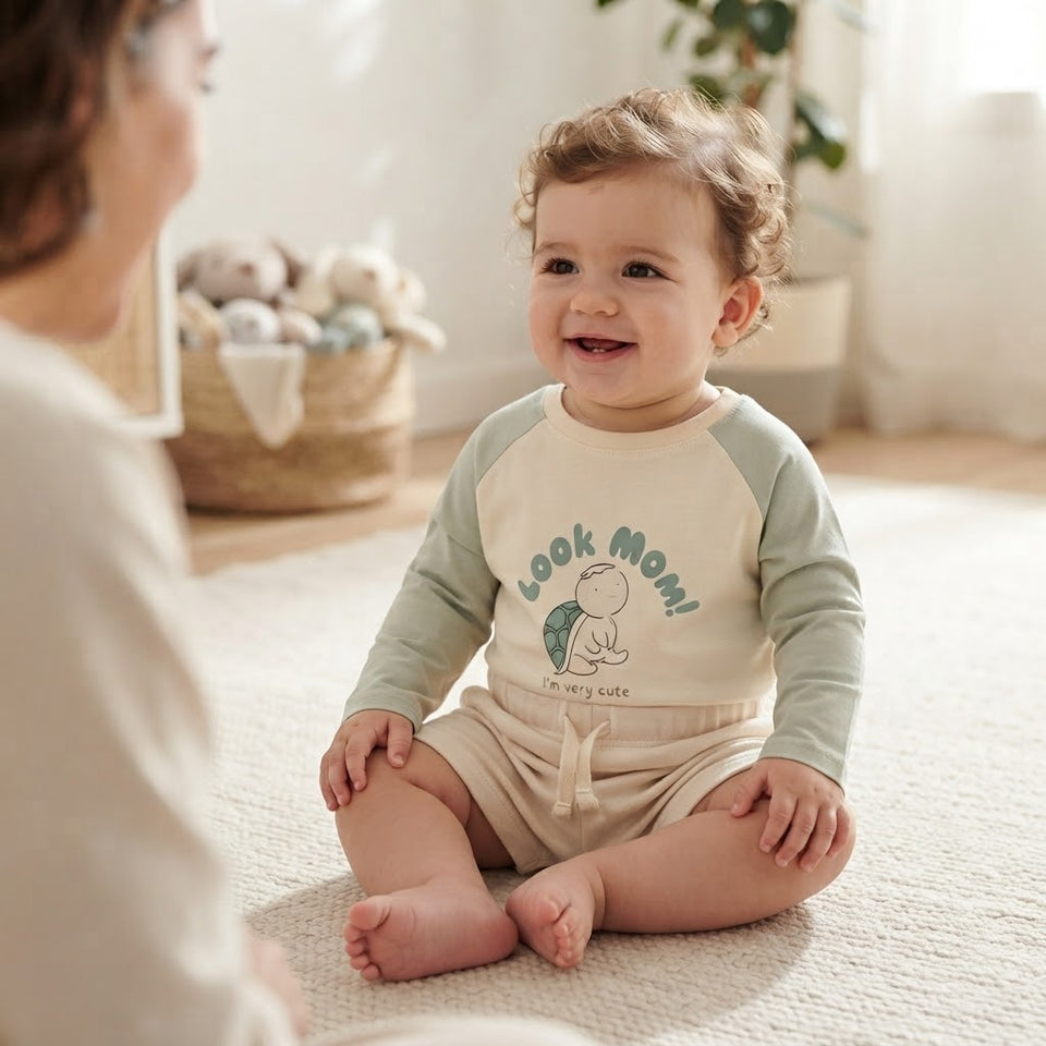 Sinsay Baby Boy's Cream & Mint Green Turtle Print Blouse