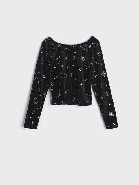Sinsay Girl's Black Velvet Star Blouse | Sinsay In Lebanon