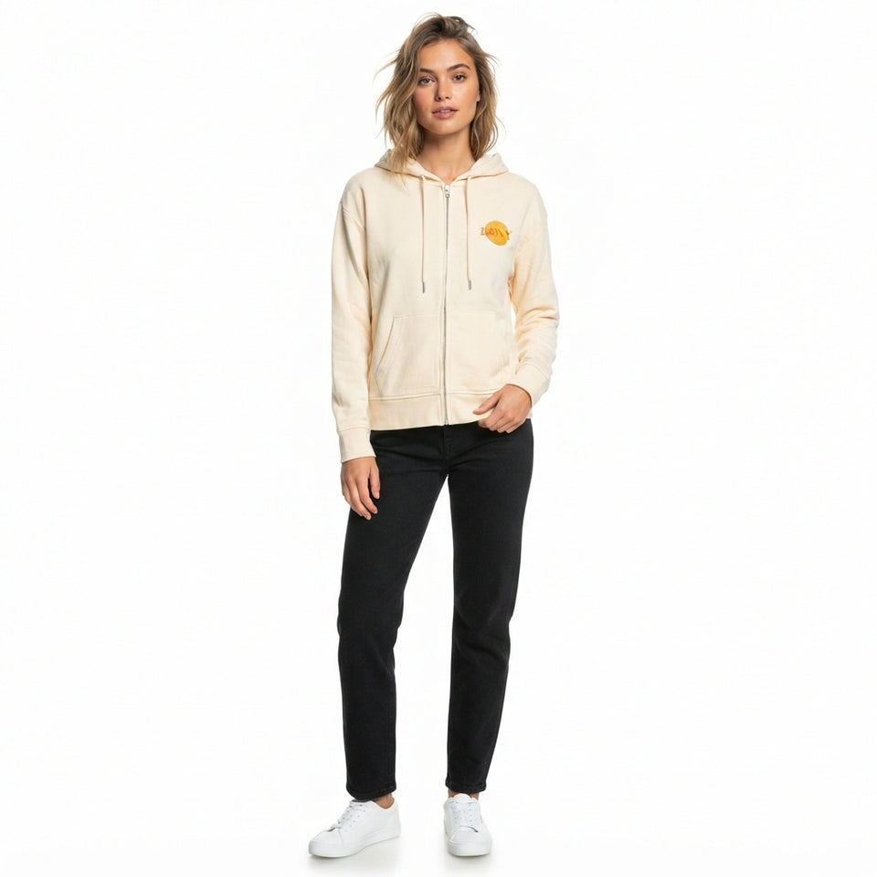 Roxy Women's Cream Back Printed Casual Jacket
