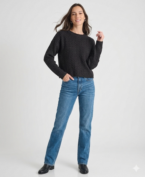 Dkny Women's Black  Metallic Cable Knit Crewneck Sweater  | Dkny  in Lebanon