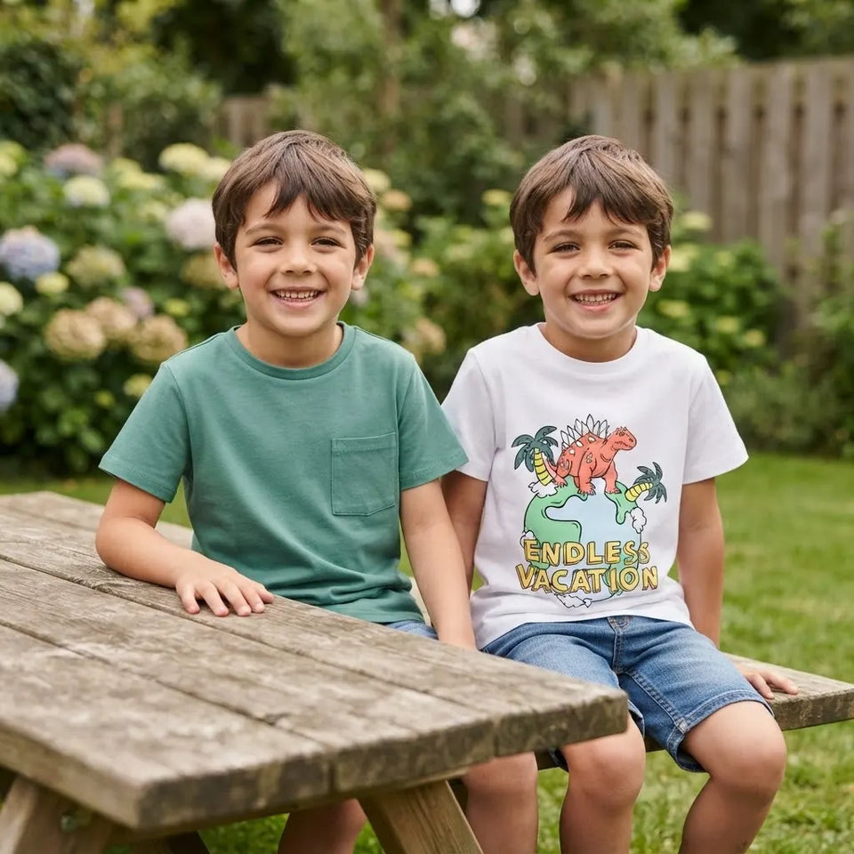 Sinsay Boy's Green & White Pack Of 2 Basic T-Shirt