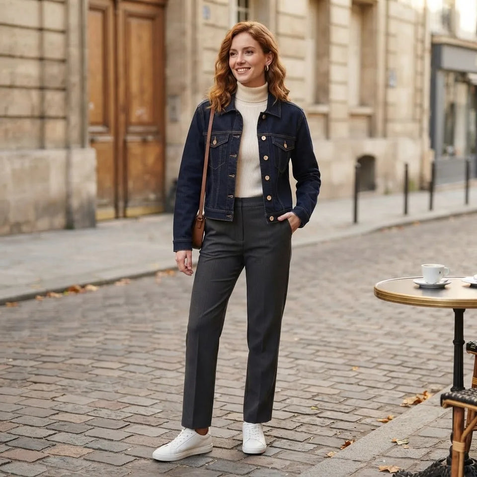 Sinsay Women's Dark Blue Classic Collar Denim Jacket