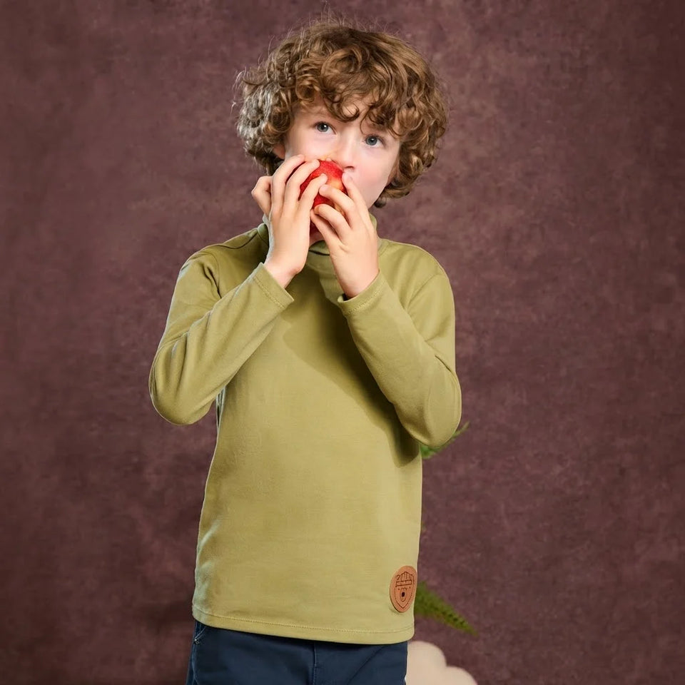Sinsay Boy's Khaki Green High-Neck Blouse