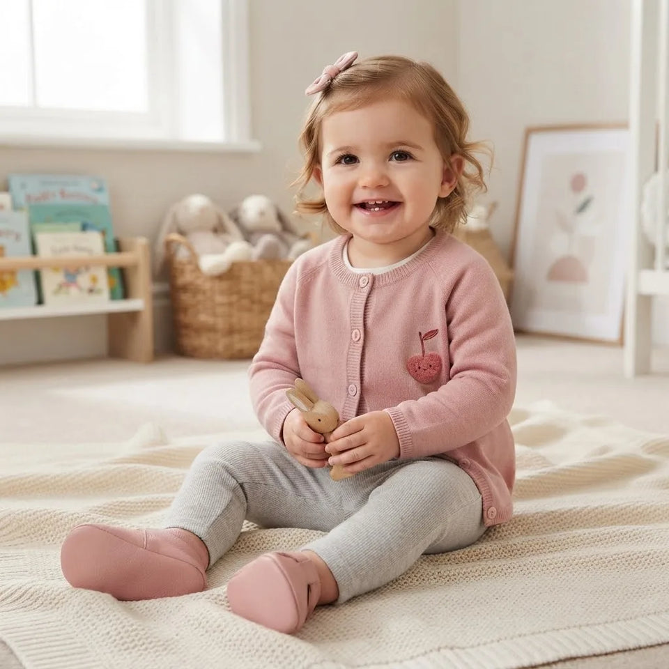 Sinsay Baby Girl's Light Pink Chest Print Cardigan