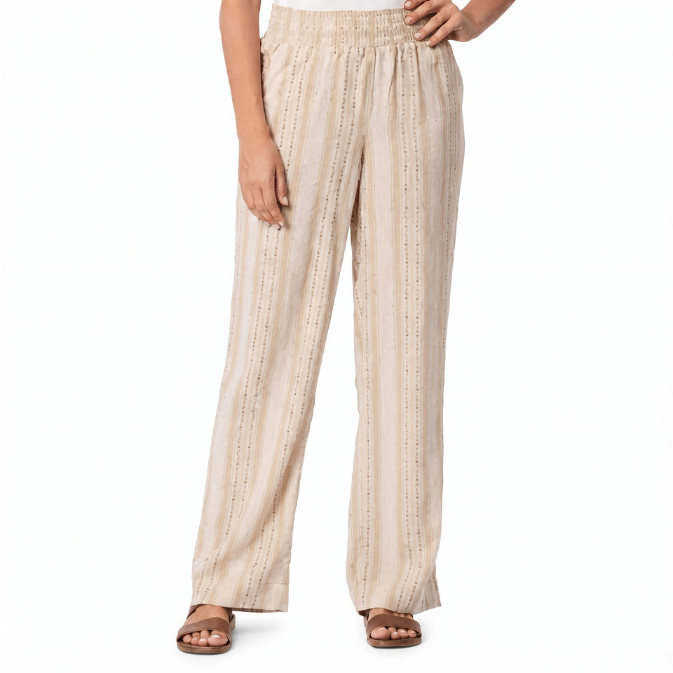 Briggs Women's Beige & Tan Striped Casual Pants