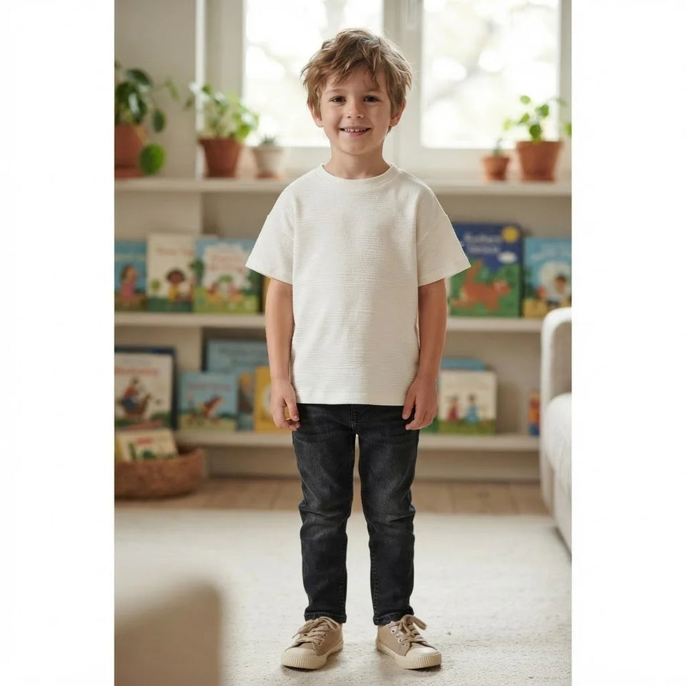 Sinsay Boy's White Plain Basic T-Shirt