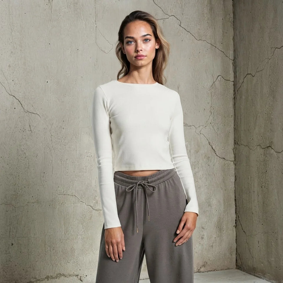 Sinsay Women's Off White Basic Croped Blouse