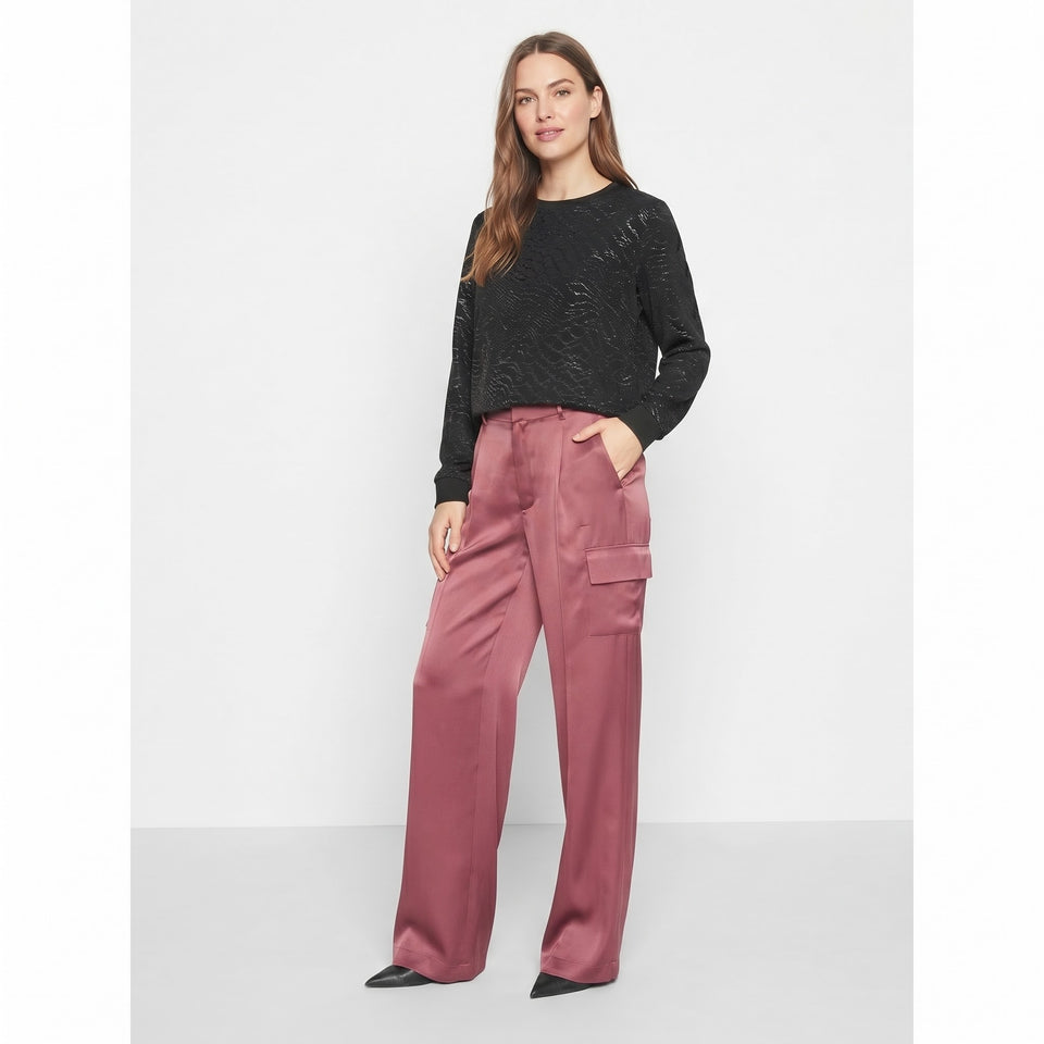 DKNY Women's Burgundy Satin Wide-Leg Pants