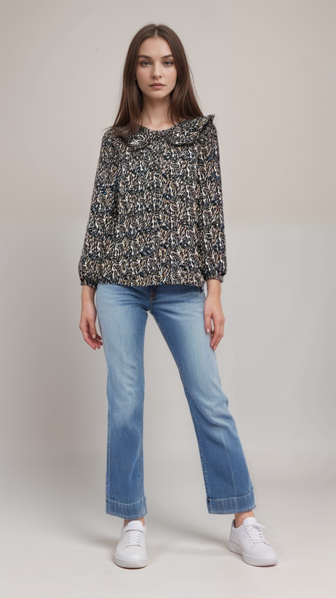 POMPdeLUX Girl's Multicolor  Long Sleeve Blouse | POMPdeLUX in Lebanon