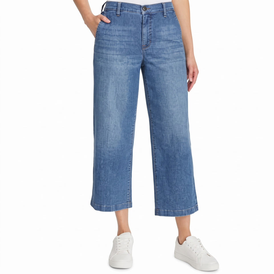 Ella Moss Women's Blue Wide Leg Crop Jeans