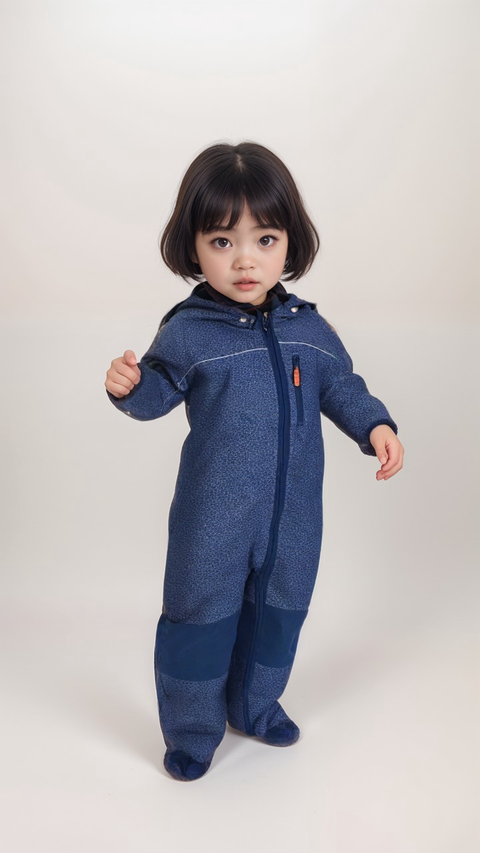 POMPdeLUX Baby Girl's Navy Amy Softshell All-In-One Jumpsuit  |POMPdeLUX in Lebanon
