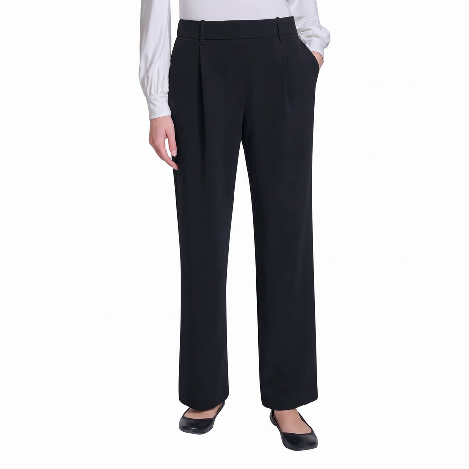DKNY Women's Black Light Weight- Stretch Wide Leg Pants