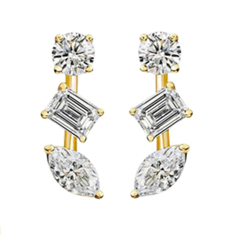 Cherish Women's Gold 14K Diamond Three Stone Drop Earrings | Cherish In Lebanon