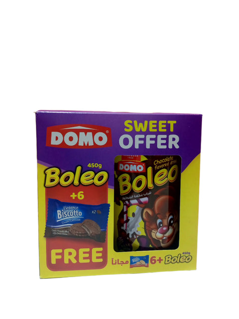 Domo Boleo Chocolate Flavored Drink 450g + Elegance Biscotto Double Chocolate 6 PCS Free | Domo In Lebanon