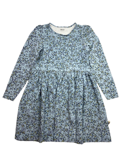 POMPdeLUX Girl's Printed Blue Organic Cotton Long-Sleeve Dress | POMPdeLUX In Lebanon