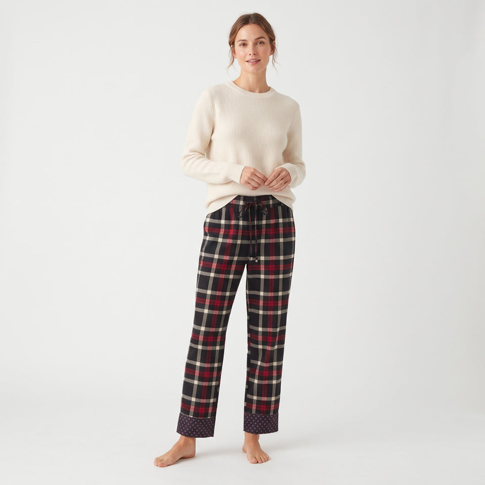 Vera Bradley Women's Multicolor Plaid Cotton Fannel Pajama Bottoms