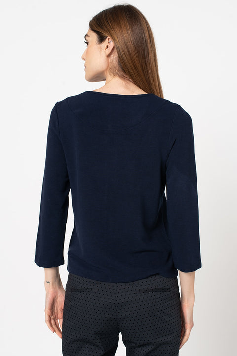 Zabaione Women's Navy Textured Zip-up Jacket | Zabaione In Lebanon