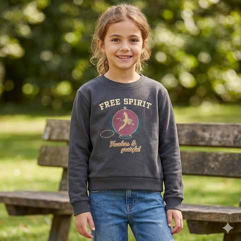 Sinsay Girl's Dark Grey With Print Sweatshirt  | Sinsay in Lebanon