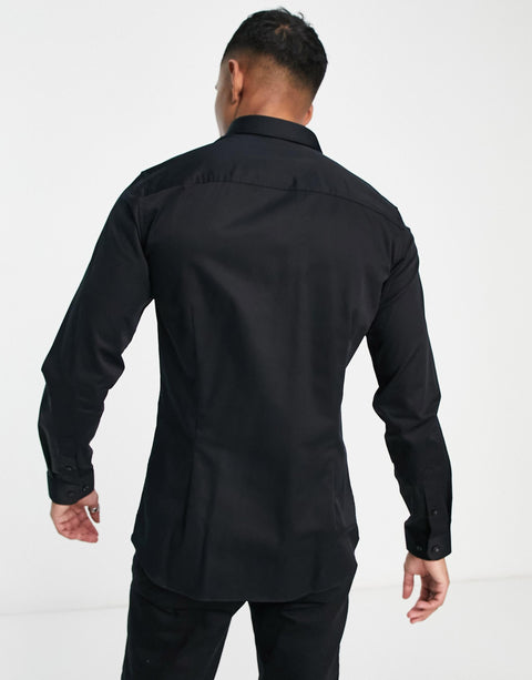 Jack & Jones Men's Black Premium Super Slim Fit Stretch Smart Shirt | Jack & Jones In Lebanon