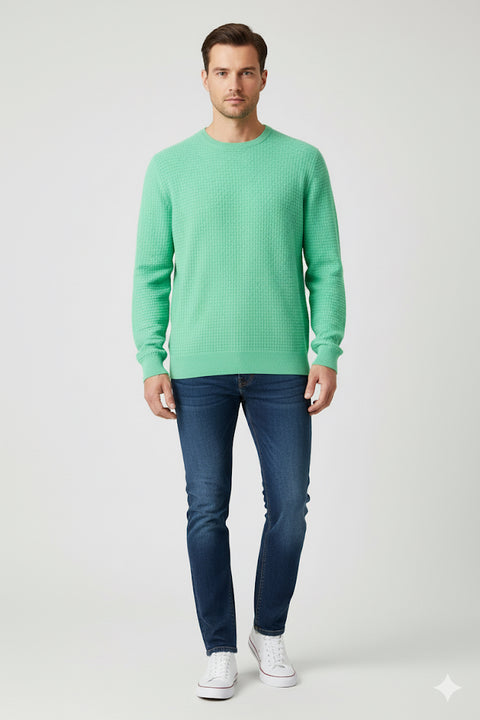 Dunmore Men's Green Premium Cotton Crew Neck Sweater | Dunmore In Lebanon
