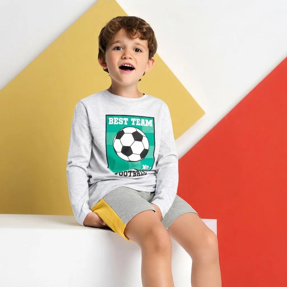 Sinsay Boy's Light Grey Soccer Ball Graphic Blouse