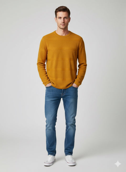 Only & Sons Men's Mustard Crew Neck Sweater | Only & Sons In Lebanon