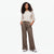 Hilary Radley Women's Brown Combo Stretch Straight Leg Trousers