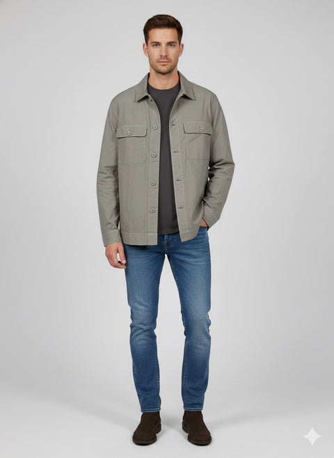 Only & Sons Men's Grey Overshirt With Two Chest Pockets | Only & Sons In Lebanon