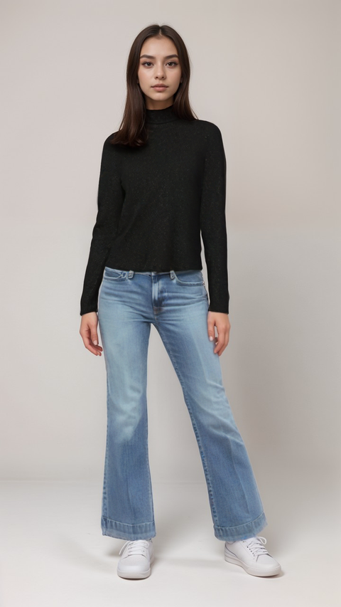 Planet Heart Women's Black Sparkle Long-Sleeve Blouse | Planet Heart in Lebanon