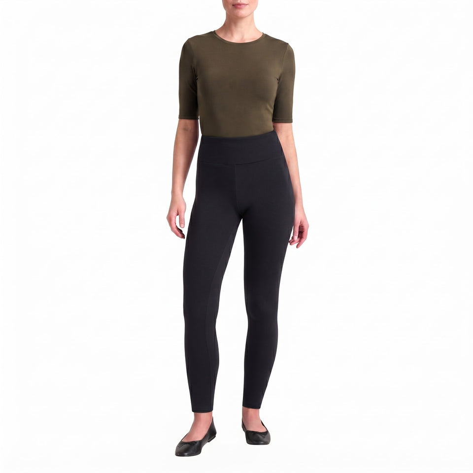 Matty M Women's Black Stretch High Waist Pullover Leggings
