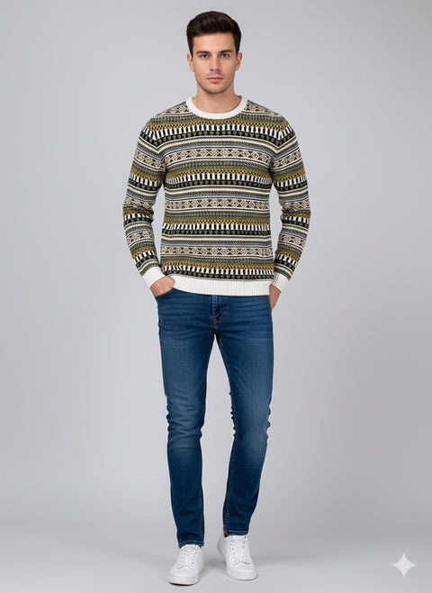 Redefined Rebel Men's Multicolor Crew Neck Knit Sweater | Redefined Rebel In Lebanon