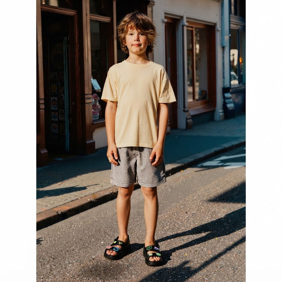Sinsay Boy's Beige Crewneck Basic Plain T-Shirt
