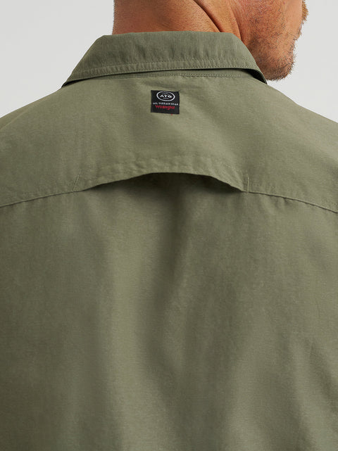 Wrangler Men's Dusty Olive Mixed Material Shirt | Wrangler In Lebanon