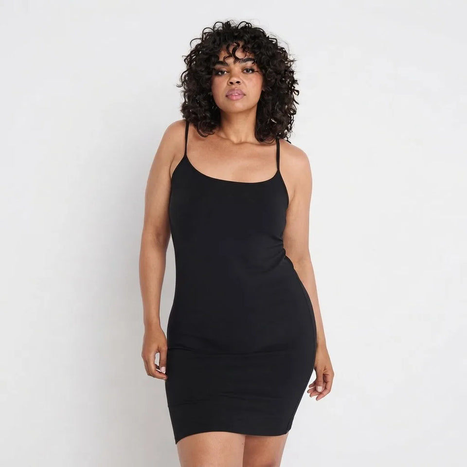 Sinsay Women's Black Spaghetti-Strap Bodycon Mini Dress