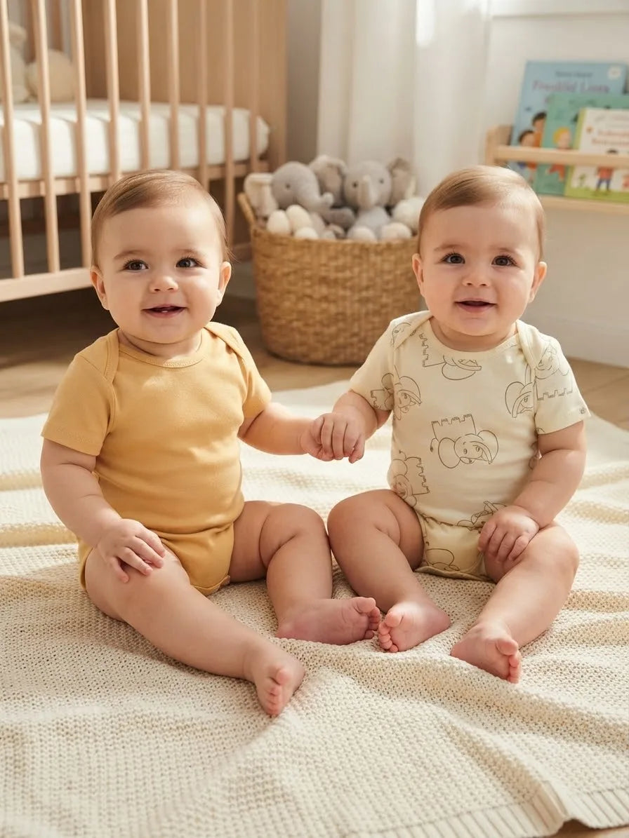 Sinsay Baby Boy's Beige & Cream Pack Of 2 Short-Sleeves Bodysuit