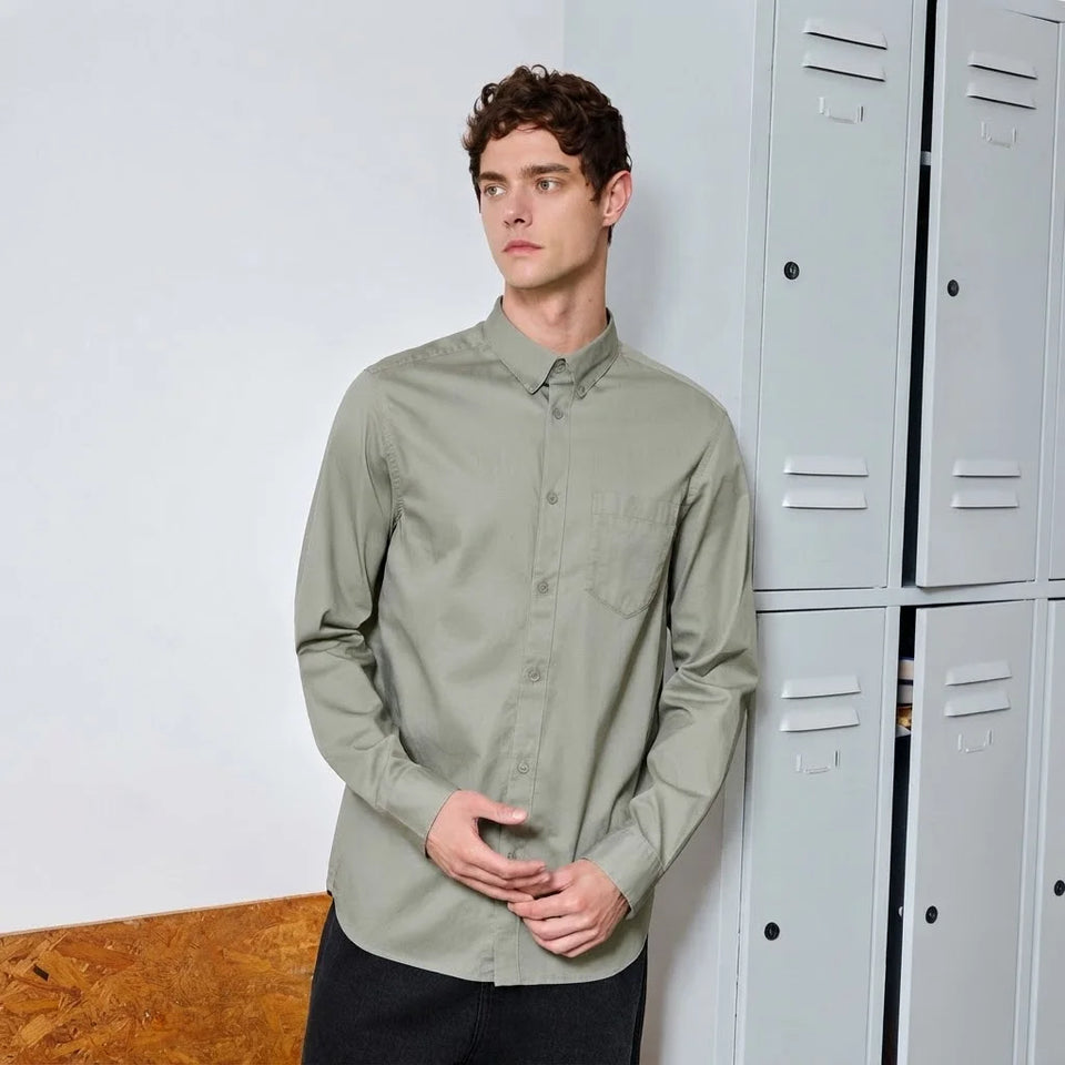 Sinsay Men's Khaki Long-Sleeves Classic Shirt