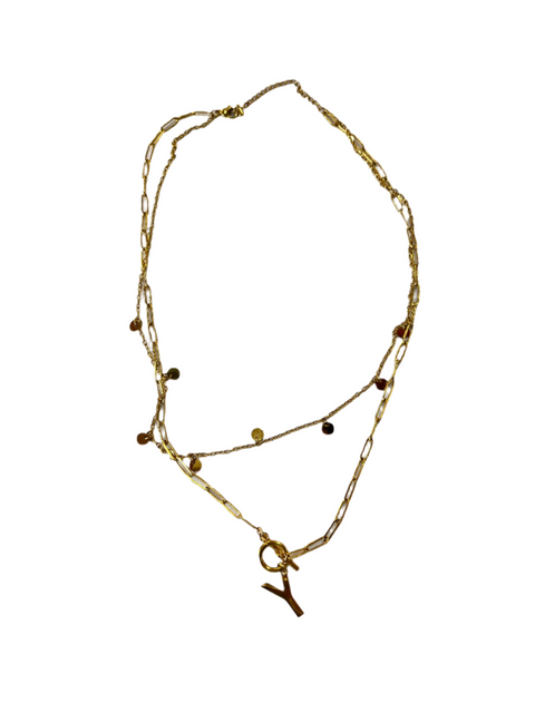 Adornia Women's 14K Gold-Plated Layered Initial Toggle Necklace| Adornia  in Lebanon