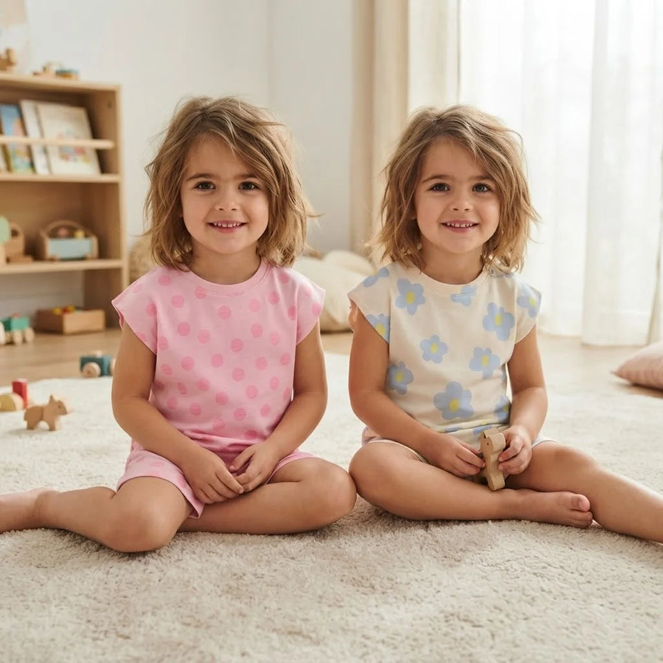 Sinsay Girl's White & Pink Floral Pack Of 2 Rumper