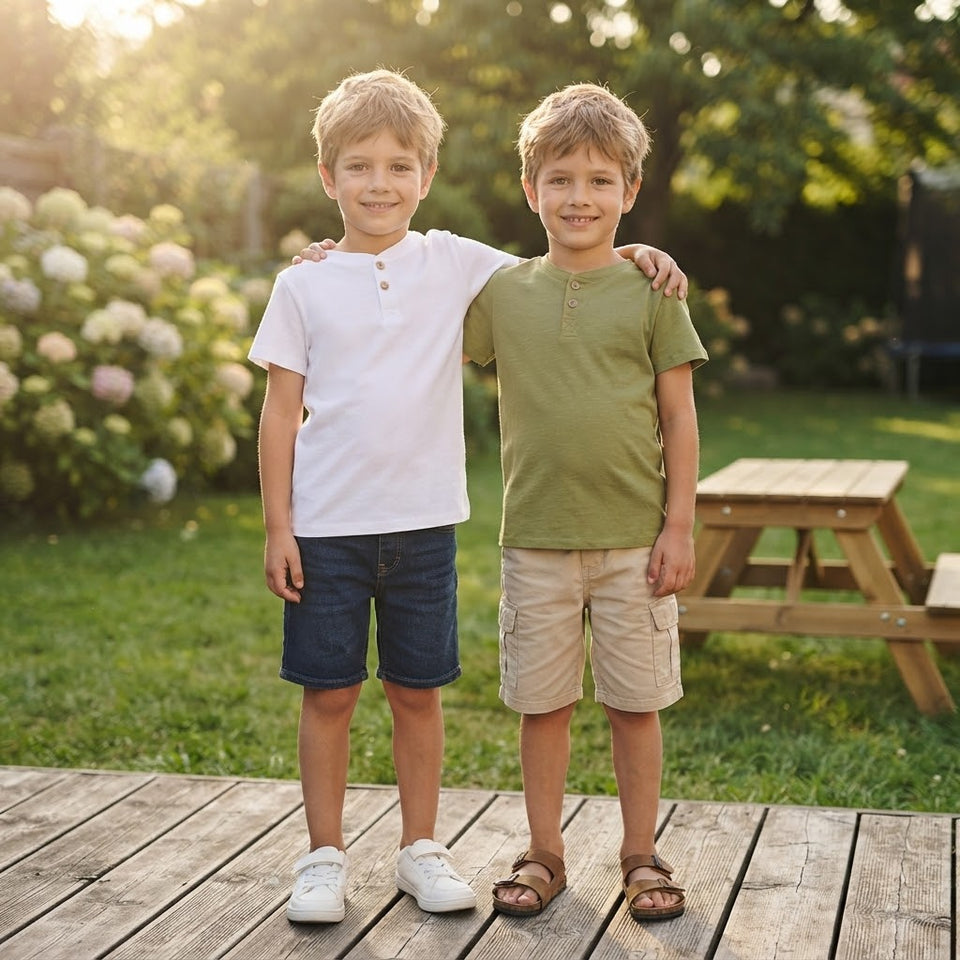 Sinsay Boy's White & Khaki Green Plain Pack Of 2 T-Shirt