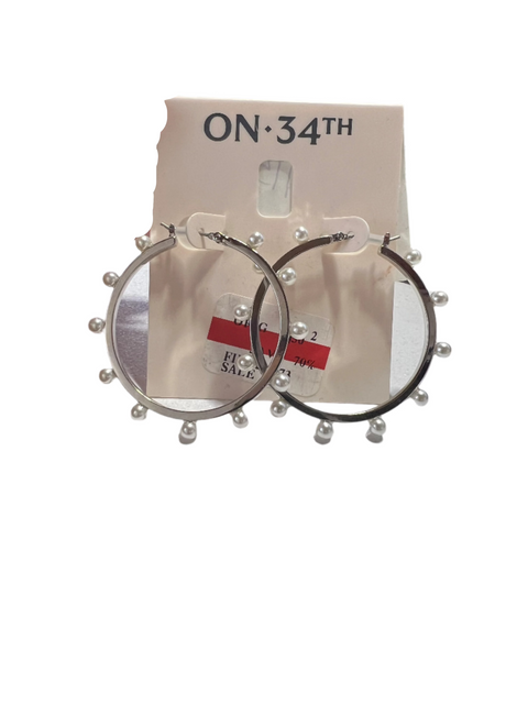 On 34th Women's Silver Imitation-Pearl Hoop Earrings  | On 34th in Lebanon