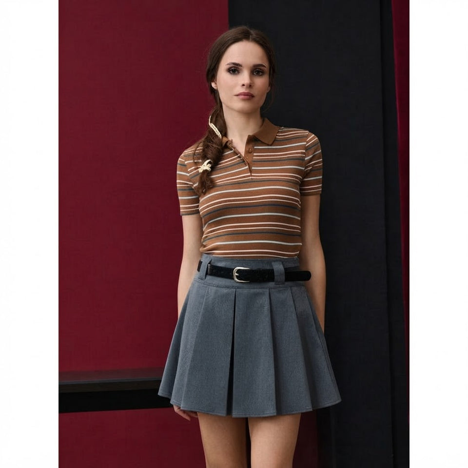 Sinsay Women's Grey Pleated Mini Skirt
