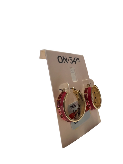 On 34th Women's Gold Pink Stone Hoop Earrings  | On 34th in Lebanon