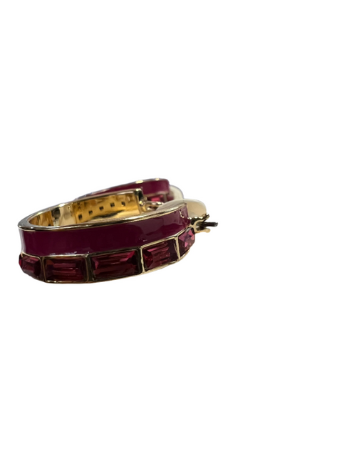 On 34th Women's Gold Pink Stone Hoop Earrings  | On 34th in Lebanon