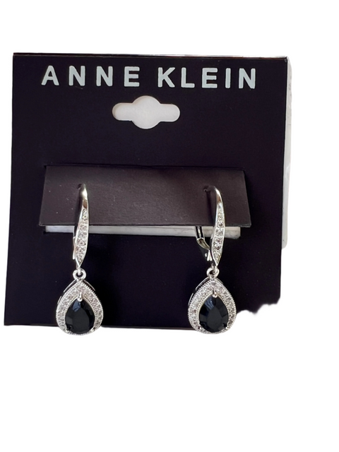 Anne Klein Women's Silver Black Pave Crystal Drop Earrings |Anne Klein in Lebanon