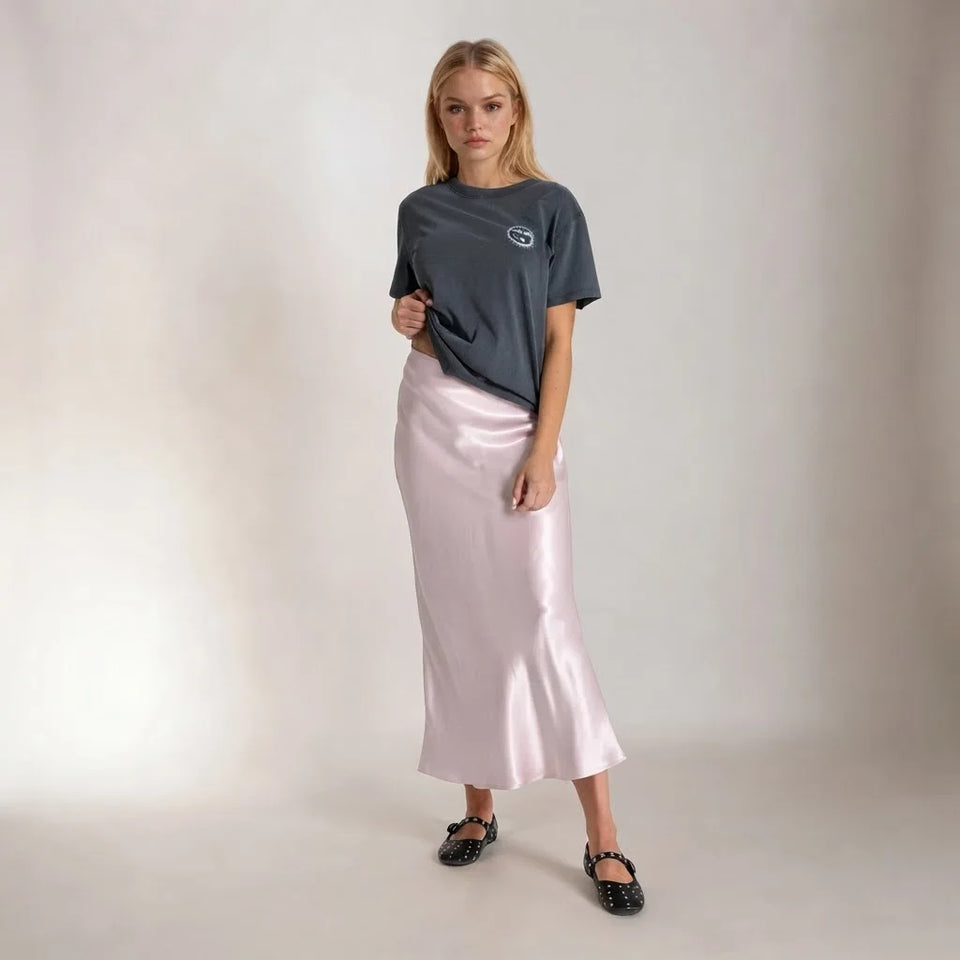 Sinsay Women's Pastel Pink Smooth Viscose Skirt