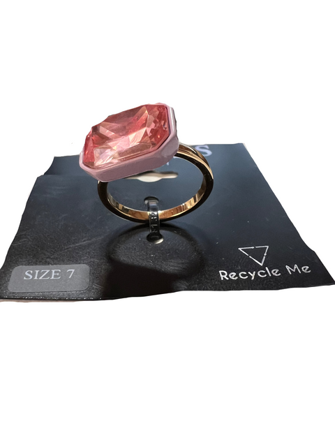 Guess Women's  Gold Crystal Pink Stone Ring| Guess in Lebanon