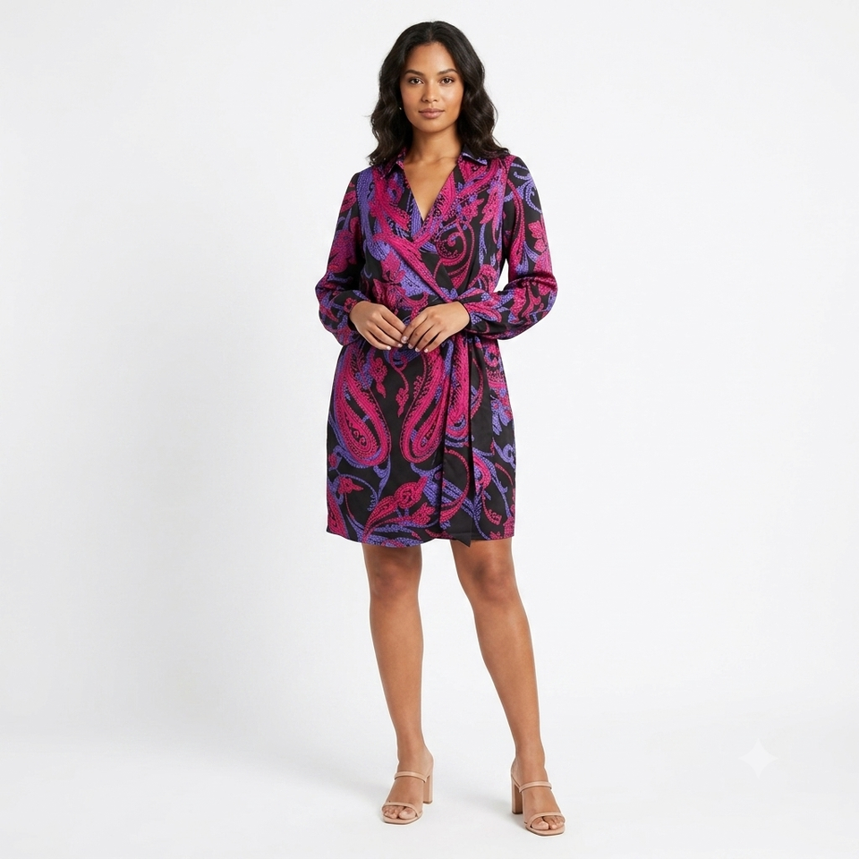 Tahari Women's Multicolor Side Drape Satin Dress