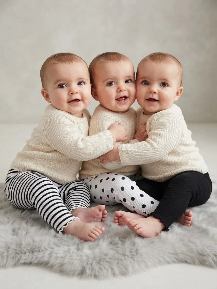 Sinsay Baby Girl's White & Black Pack Of 3 Leggings
