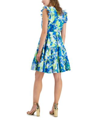Taylor Women's Multicolor V-Neck Sleeveless Cotton A-Line Dress