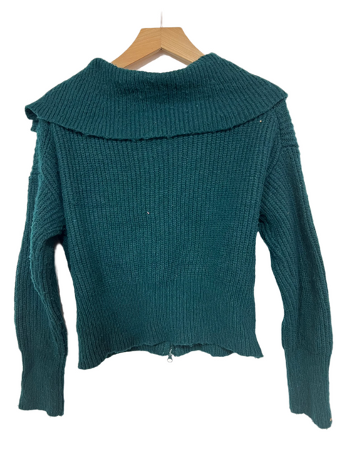Pink Rose Women's Dark Green Collared Zip-Up Cardigan |Pink Rose  In Lebanon